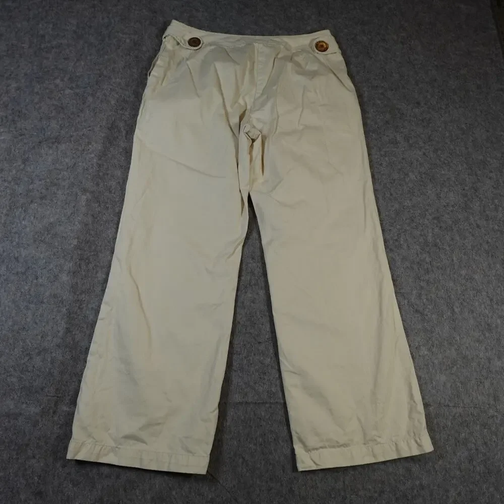 J.‎ Jill Pants Womens 14 Petite Chino Light Yellow Wide Leg Cotton High Rise